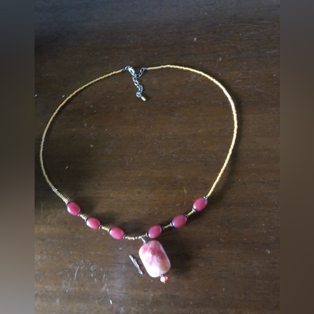 Sterling Silver & Red Stone Choker Necklace - 938 $25 or $20 w/offer